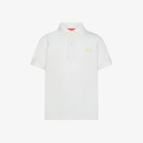 Polo in piquet di cotone bianco panna