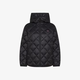 Piumino trapuntato con cappuccio nero