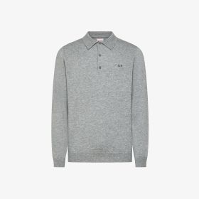 Polo in cotone e lana grigio chiaro