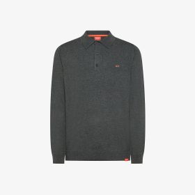Polo in maglia di lana e cotone grigio scuro
