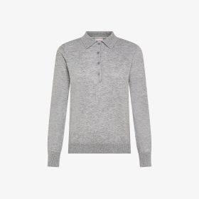Polo in filato di lana e cotone grigio chiaro