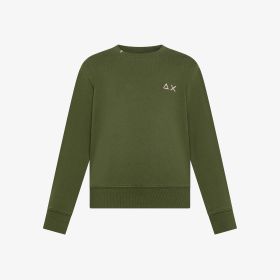 Dark green cotton crew-neck sweatshirt