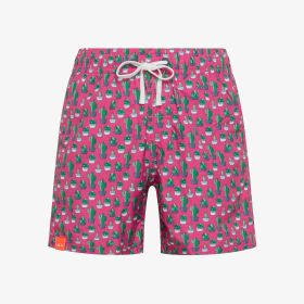 Fuchsia printed nylon beach shorts