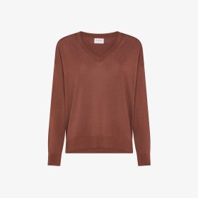 Maglia con scollo a V marrone cacao