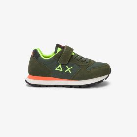 Sneaker Kid Boy's Tom Fluo con lacci e cinturino militare scuro