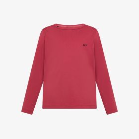 Coral cotton jersey t-shirt with long sleeves