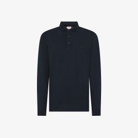 Polo a maniche lunghe in cotone blu navy