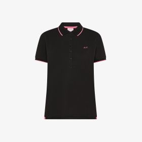 Polo in piquet di cotone nero