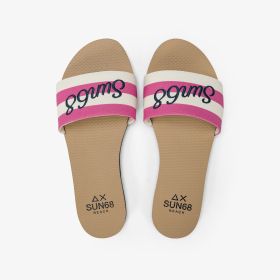 Off white/fuchsia slides with SUN68 logo