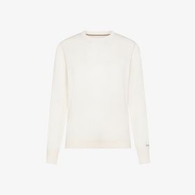 Maglia girocollo in lana e cotone bianco panna