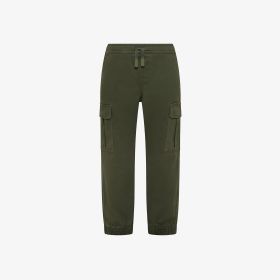 Dark military green cotton gabardine cargo trousers