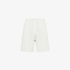 Off white cotton fleece Bermuda shorts