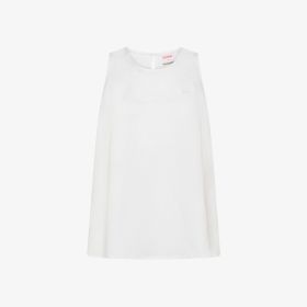 Canotta in misto lino bianco panna