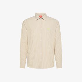 Beige/white striped cotton shirt