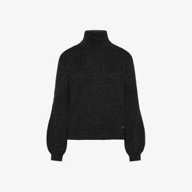 Maglia a collo alto in lana e alpaca nero