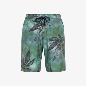 Shorts mare con stampa verde militare/nero