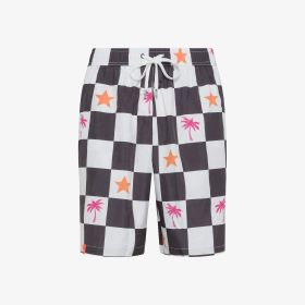 White/black printed beach shorts