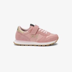 Sneaker Kid Girl's Ally Gold Silver con cinturino e lacci rosa