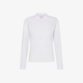 Polo slim in piquet di cotone bianco