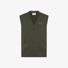 Gilet in felpa di cotone militare scuro