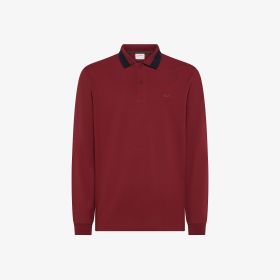 Polo in piquet con colletto a contrasto bordeaux