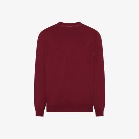 Maglia girocollo in cotone e lana bordeaux