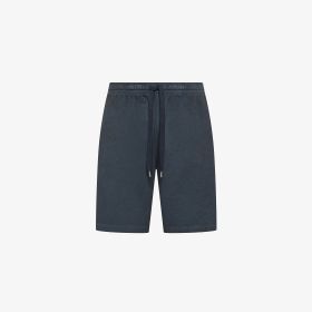Navy blue cotton fleece Bermuda shorts