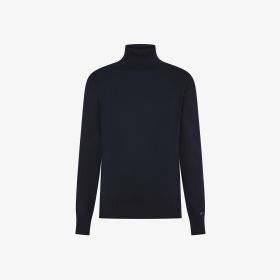Maglia dolcevita in lana e cotone navy blue