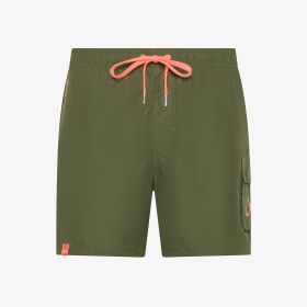 Shorts mare in nylon verde militare