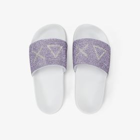 Ciabatte in PU con strass bianco/lilla