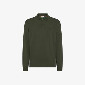 Dark military cotton polo shirt with patch