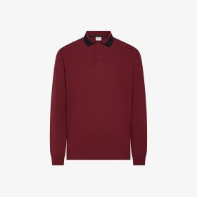 Polo in piquet con maniche lunghe bordeaux