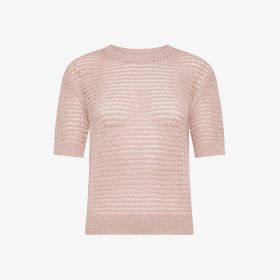T-shirt in maglia di cotone rosa porcellana