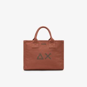 Shopping bag Cali media in tela di cotone marrone cacao