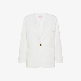 Blazer in cotone seersucker bianco