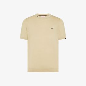 Beige cotton knit T-shirt