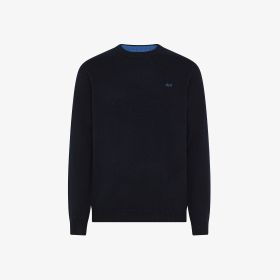Maglia girocollo in lana e cashmere navy blue