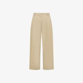 Stone grey wide-leg heavy poplin trousers