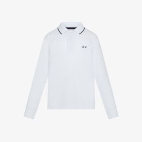 White cotton piqué polo shirt