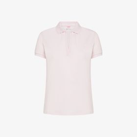 Polo con strass in piquet di cotone rosa
