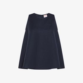 Navy blue linen-blend tank top