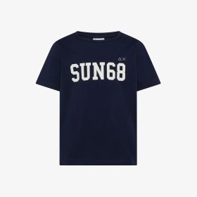 T-shirt girocollo in cotone con logo navy blue