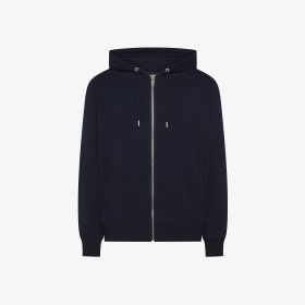 Navy blue cotton fleece zip hoodie