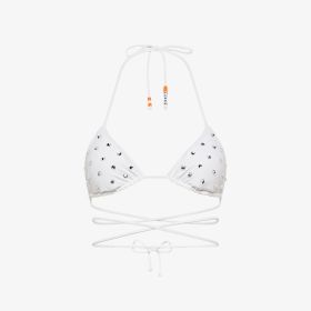 Bikini mare in nylon con strass bianco