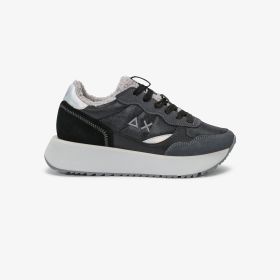 Black Big Ally Teddy nylon and suede sneaker