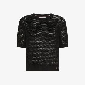 T-shirt in maglia di cotone nero