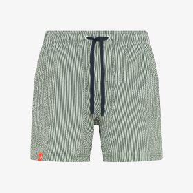 Shorts mare in nylon a righe verde scuro/bianco