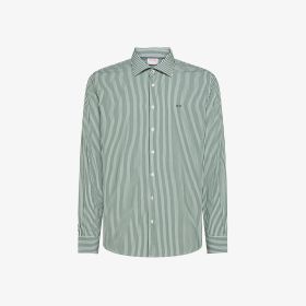 Camicia a righe in cotone verde scuro/bianco