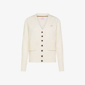 Cardigan in lana e cashmere bianco panna