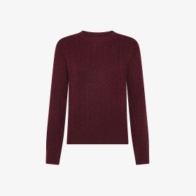 Maglione in lana e cashmere a trecce bordeaux